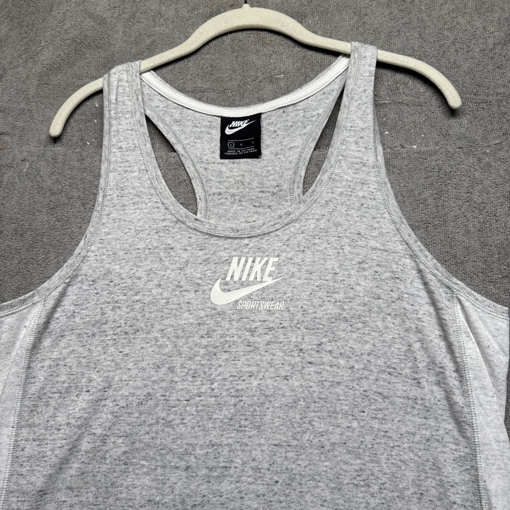Nike Gray Sleeveless Tank Dress L Racerback Athletic Y2K Minimalist Sporty Gym